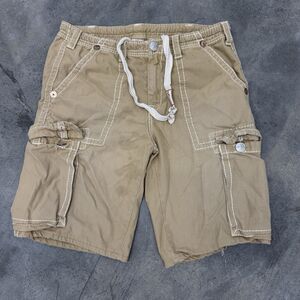 True Religion Shorts Jorts Mens Size 36 Baggy Cargo Tan Khaki Heavy Y2K